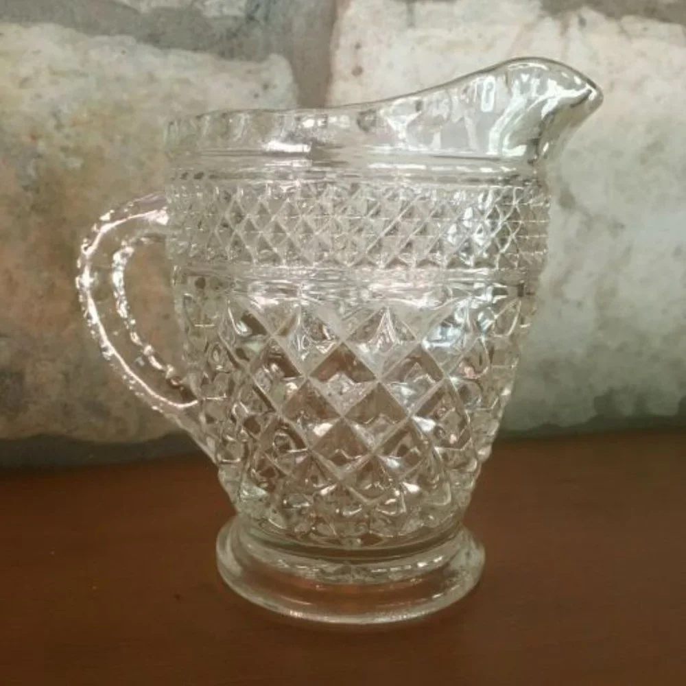 Vintage Wexford Anchor Hocking Sugar Bowl with Lid and Creamer